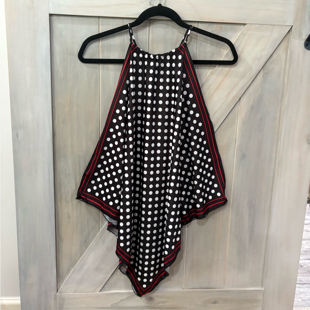 Zara Black and Red Polka Dot Tank Top